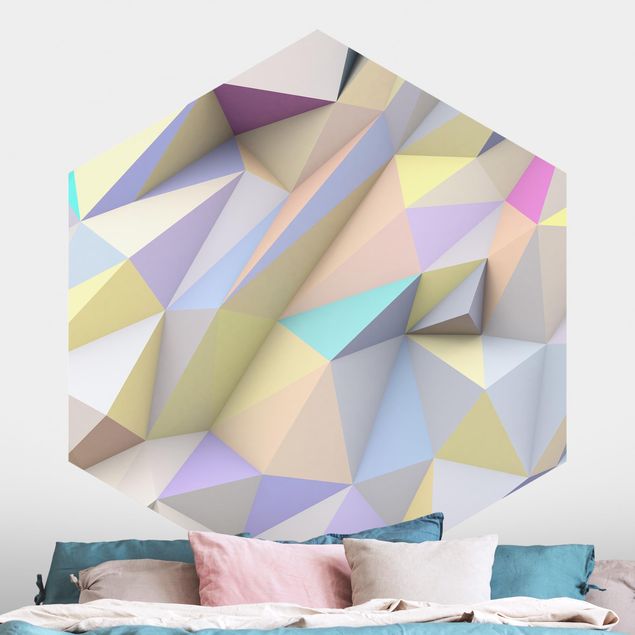 Décoration chambre bébé Triangles géométriques pastel en 3D