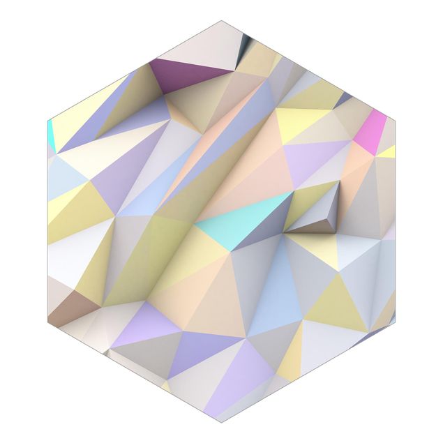 tapisserie panoramique Triangles géométriques pastel en 3D