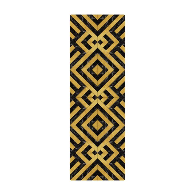tapis salle à manger Mélange de carreaux géométriques Art Déco Gold Black Marble