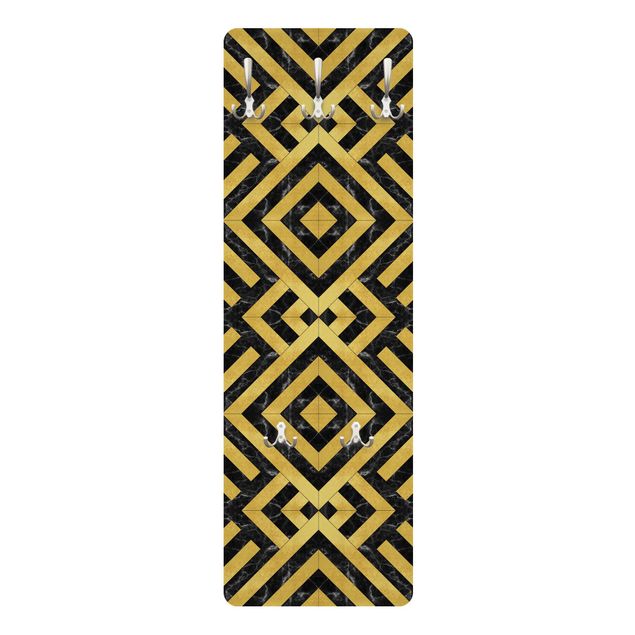 Porte-manteau - Geometrical Tile Mix Art Deco Gold Black Marble