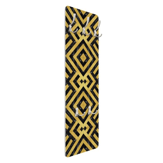Porte-manteau - Geometrical Tile Mix Art Deco Gold Black Marble