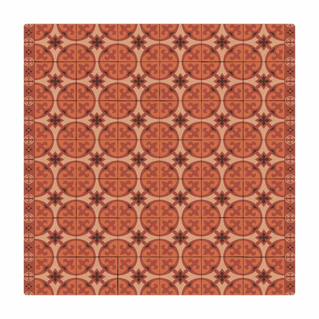 grand tapis Mélange de carreaux géométriques Cercles Orange