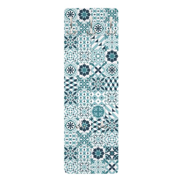 Porte-manteau dessins - Geometrical Tile Mix Turquoise