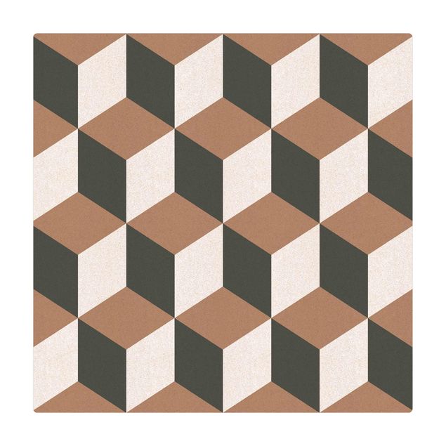 grand tapis salon Mélange de carreaux géométriques cubes bleu gris