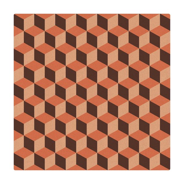 tapis grande taille Mélange de carreaux géométriques Cubes Orange