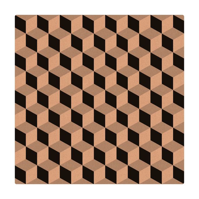 tapis grande taille Mélange de carreaux géométriques cubes noirs