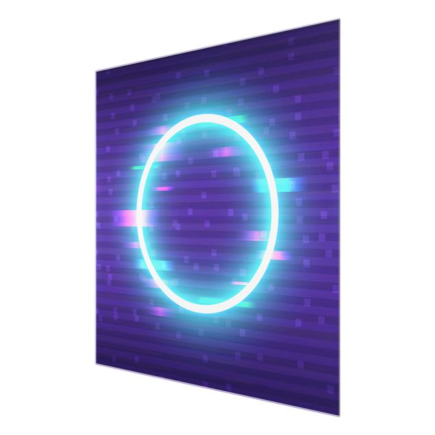 Tableau en verre - Geometrical Circle In Neon Colours