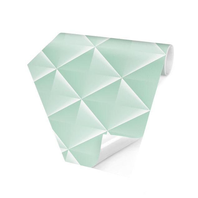 Papier peint à motifs Motif géométrique 3D en forme de diamant à la menthe