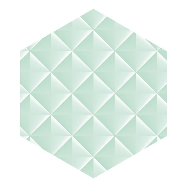 Papier peint rose Motif géométrique 3D en forme de diamant à la menthe