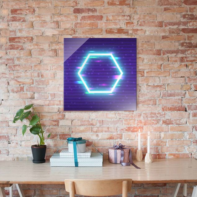 Tableaux lilas Geometrical Hexagon In Neon Colours