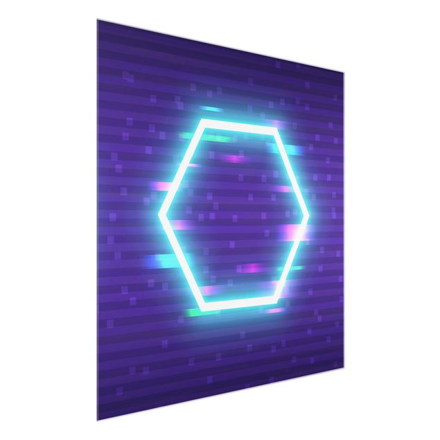 Tableaux en verre magnétique Geometrical Hexagon In Neon Colours