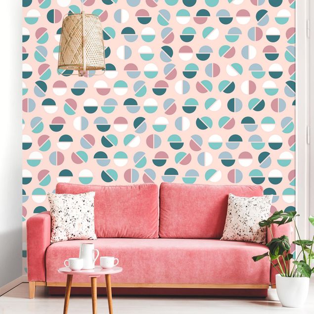 Tapisserie moderne Geometrical Pattern Semicircle In Pastell Colours