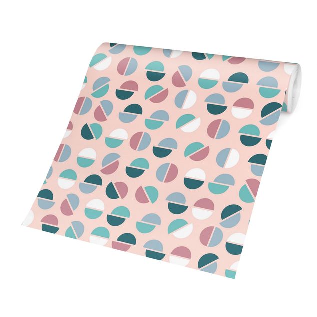 papier peint xxl Geometrical Pattern Semicircle In Pastell Colours