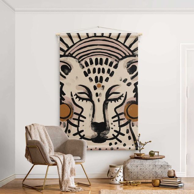 Tenture murale moderne Cheetah with Pearl Earrings Illustration