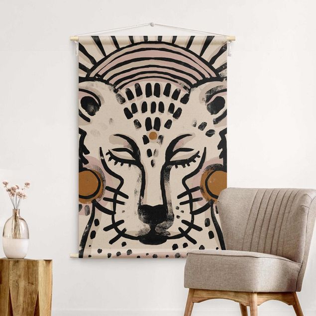 Tenture murale xxl Cheetah with Pearl Earrings Illustration