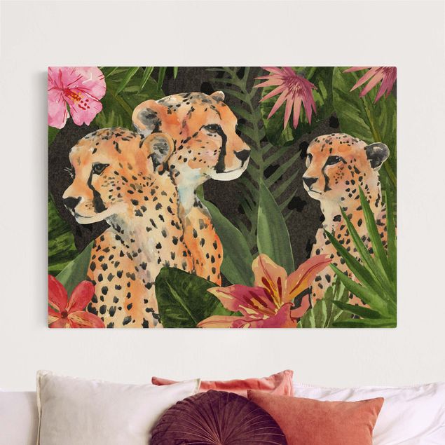Déco murale cuisine Trois guépards dans la jungle