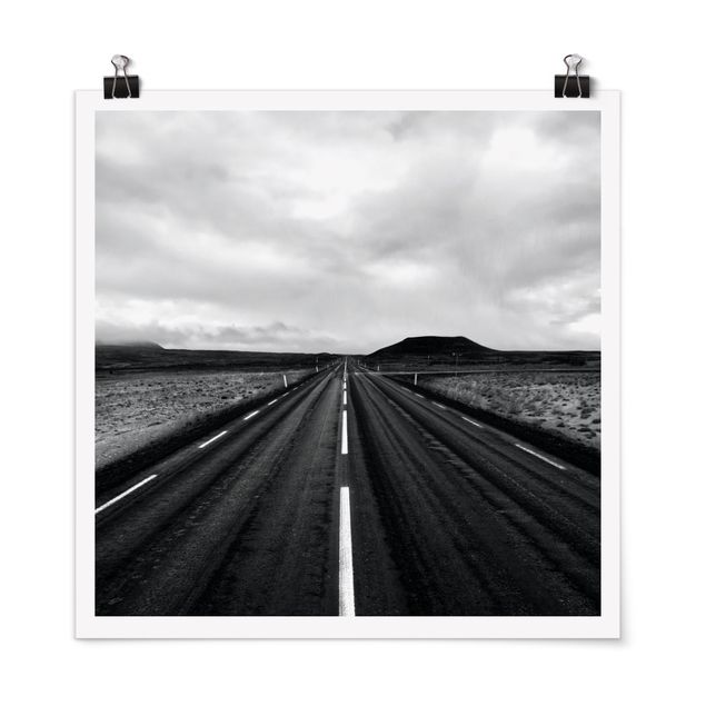 Tableaux modernes Route droite en Islande