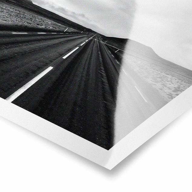 Tableaux noir et blanc Route droite en Islande