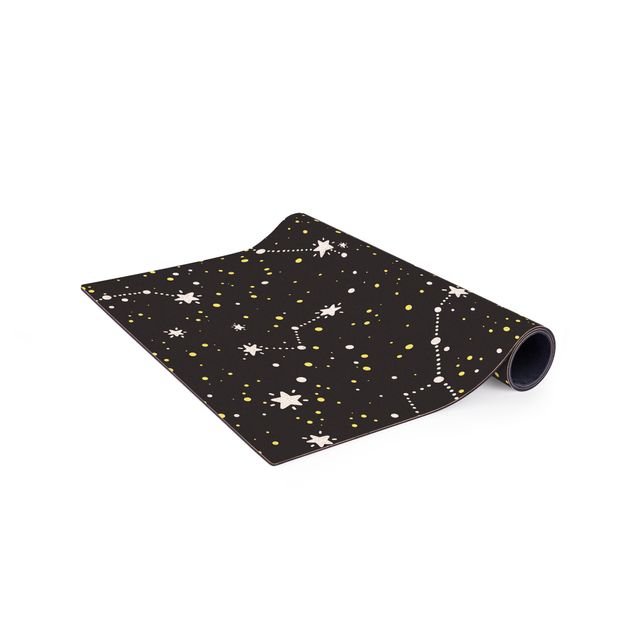 grand tapis noir Ciel étoilé dessiné avec un grand ours