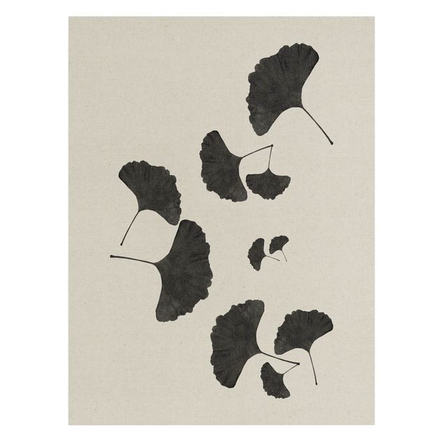 Tableaux Composition de Ginkgo en noir et blanc