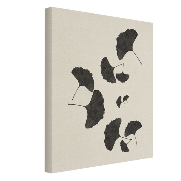 Tableaux toile Composition de Ginkgo en noir et blanc