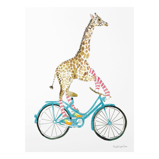 Tableau en verre animaux Giraffe on a joy ride II