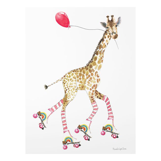 Tableau en verre animaux Giraffe on a joy ride
