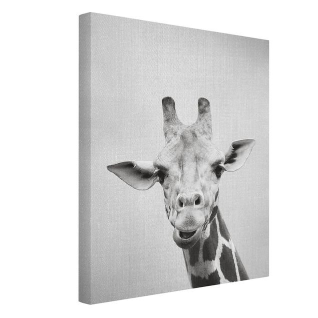 Tableaux sur toile en noir et blanc Girafe Gundel Noir et Blanc