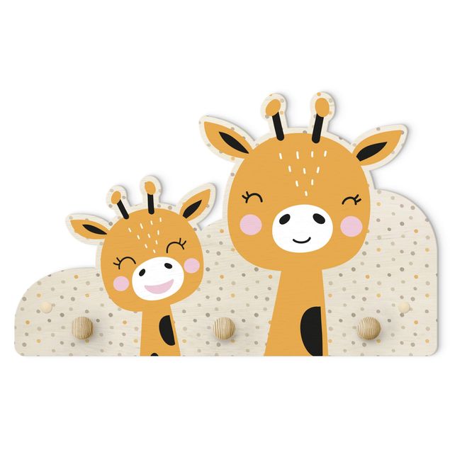Porte manteau entree Girafe avec bébé girafe