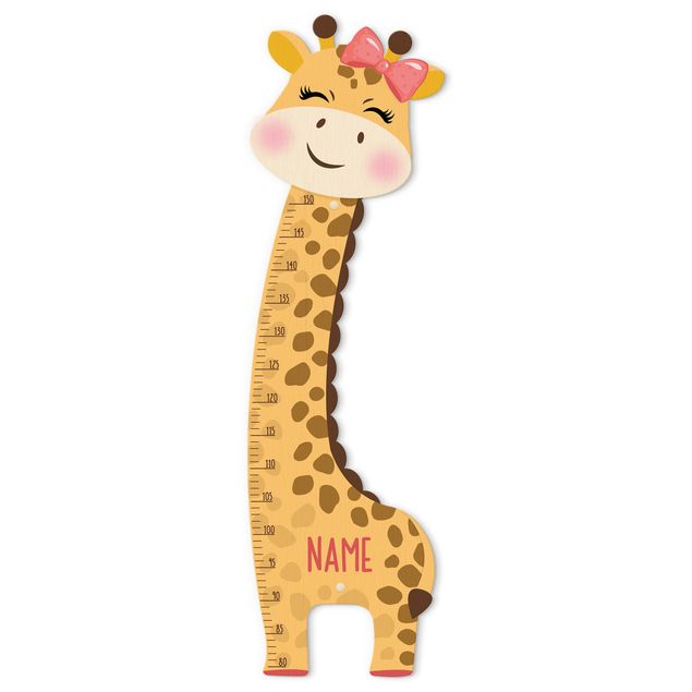Toise murale enfant en bois - Giraffe girl with custom name