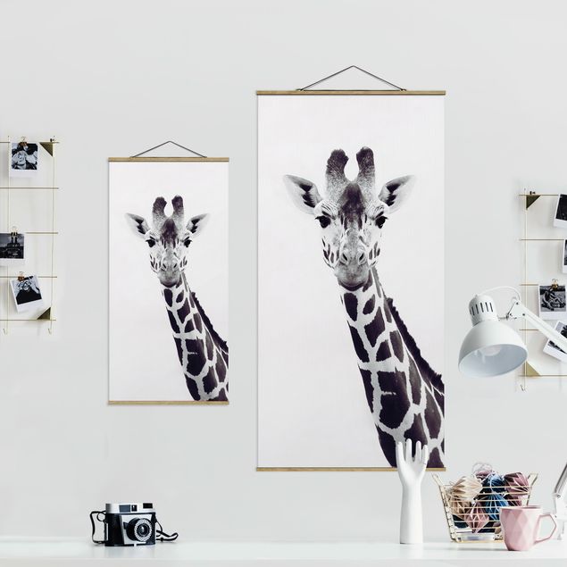 Tableaux Portrait de girafe en noir et blanc
