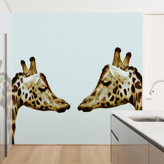 Papier peint girafe Girafes en amour