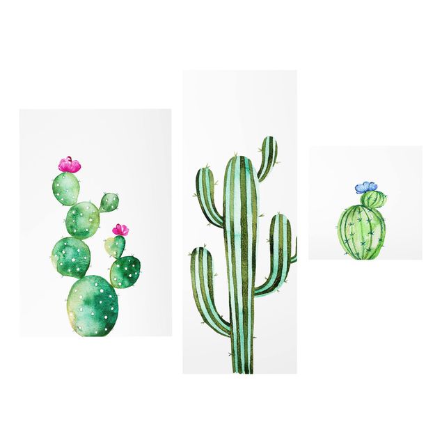 tableaux floraux Lot de cactus aquarellés