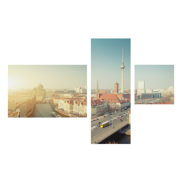Tableaux en verre architecture & skyline Collage de Berlin le matin