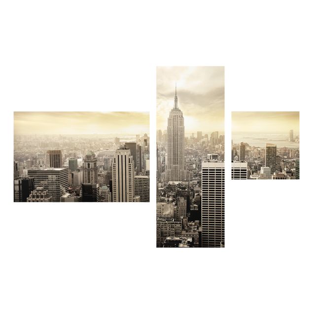 Tableaux en verre architecture & skyline Collage de l'aube de Manhattan