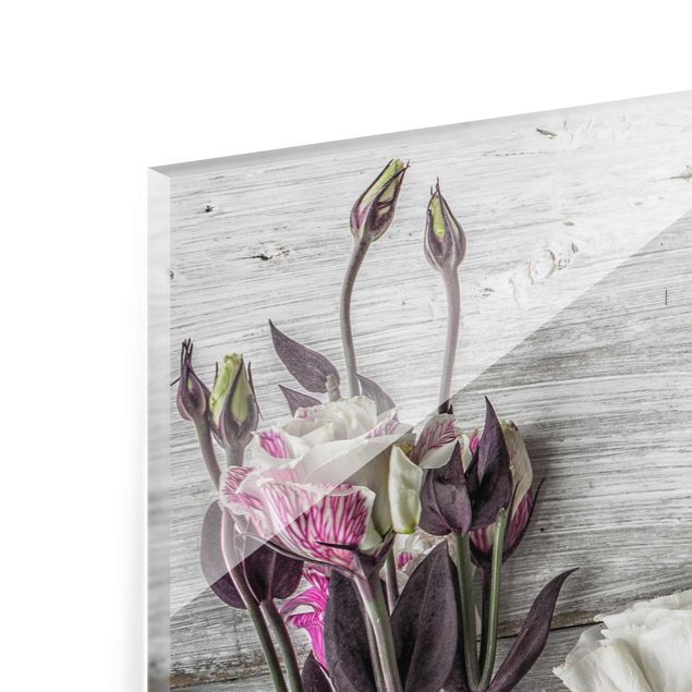 Tableaux gris Tulip Rose Shabby Wood Look