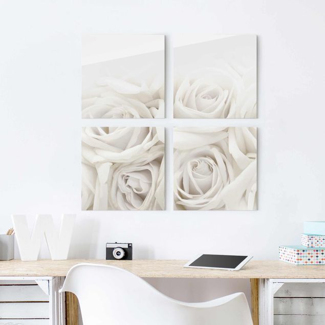 Tableaux en verre roses White Roses