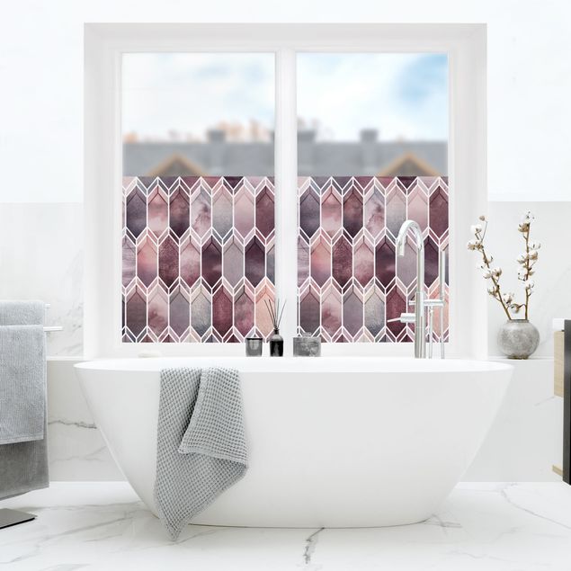 Décoration pour fenêtre - Géométrie en verre coloré rosé