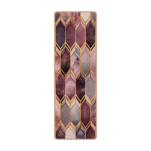 Tapis de yoga - Stained Glass Geometric Rose Gold
