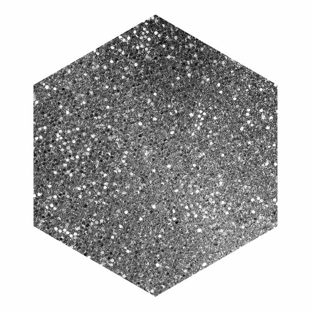 Papier peint hexagonal autocollant avec dessins - Glitter Confetti In Black And White