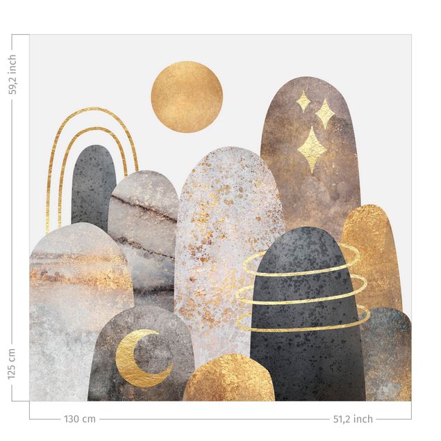 rideaux cuisine moderne Golden Mountain With Moon