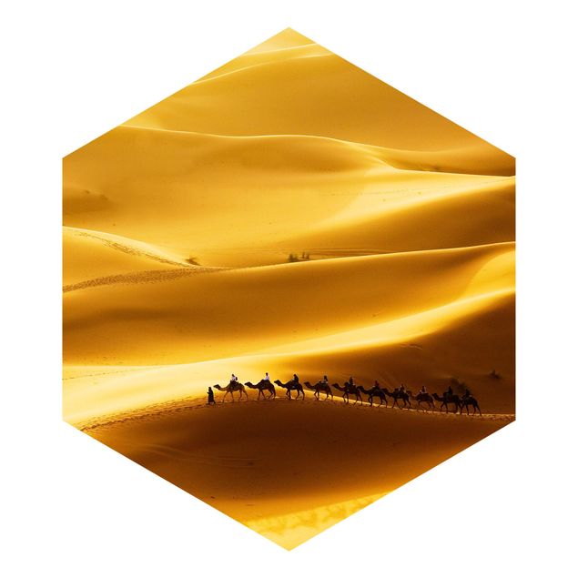 Papier peint panoramique hexagonal Dunes d'or