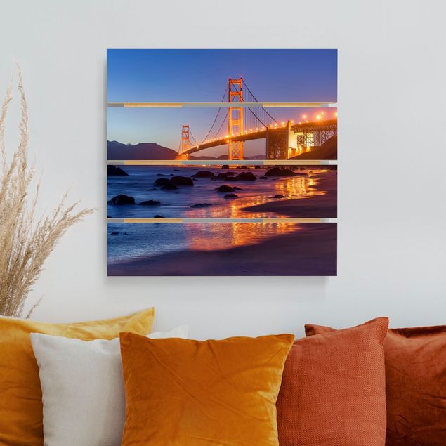 Déco mur cuisine Pont du Golden Gate au crépuscule
