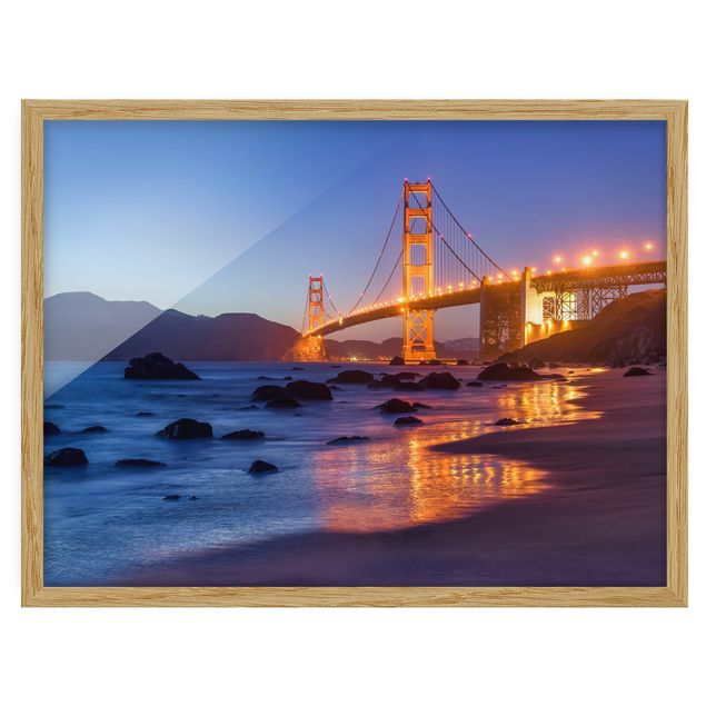 Tableaux orange Pont du Golden Gate au crépuscule