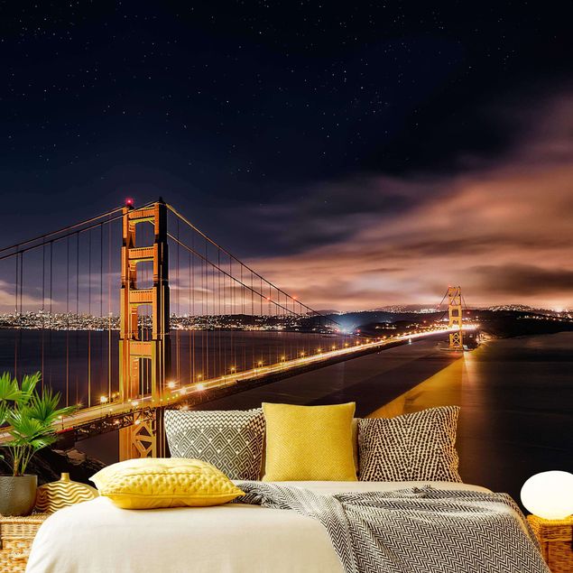 Papier peint moderne Golden Gate aux étoiles