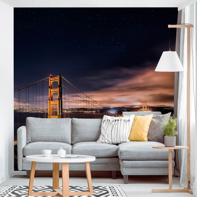 Papier peint ville Golden Gate aux étoiles