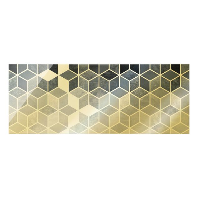 Tableaux de Elisabeth Fredriksson Géométrie dorée - Bleu Blanc