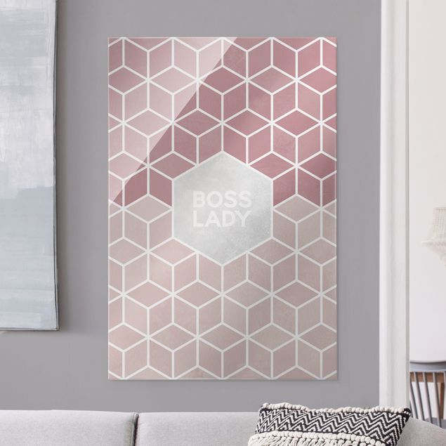 Tableau moderne Golden Geometry - Boss Lady Hexagon Pink