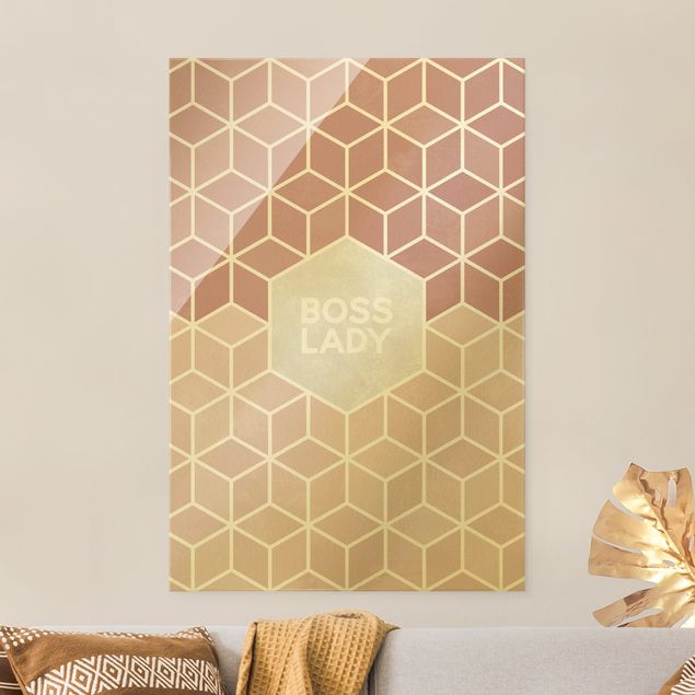 Tableau moderne Golden Geometry - Boss Lady Hexagon Pink