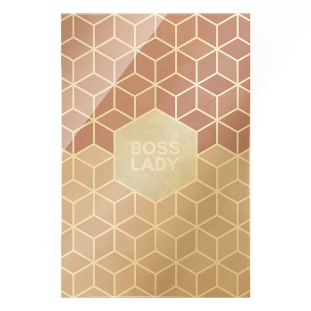 Tableaux de Elisabeth Fredriksson Golden Geometry - Boss Lady Hexagon Pink